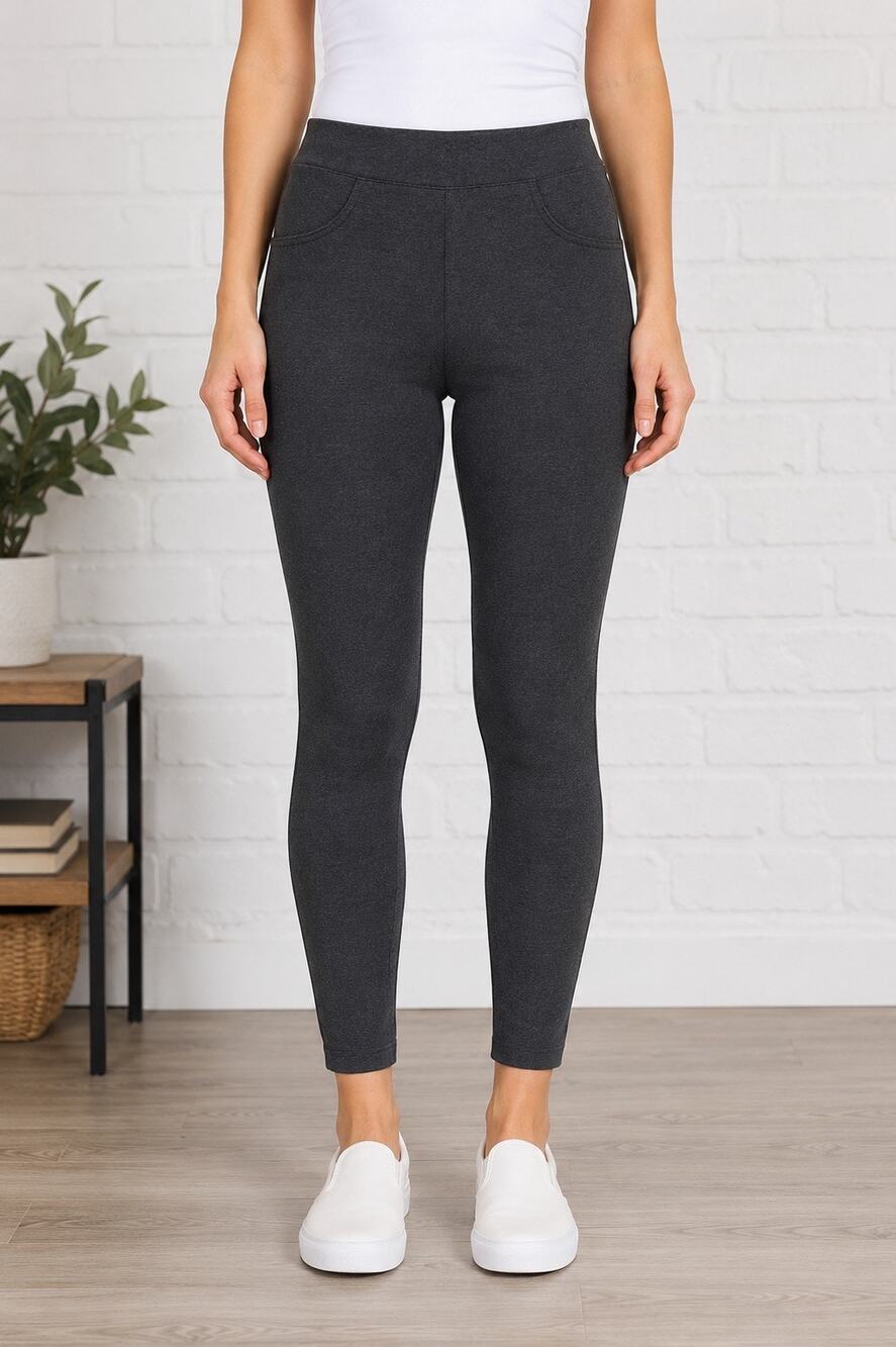 Pure Amici Dark Gray Stretch Pull-On Leggings XS Business Casual Pants